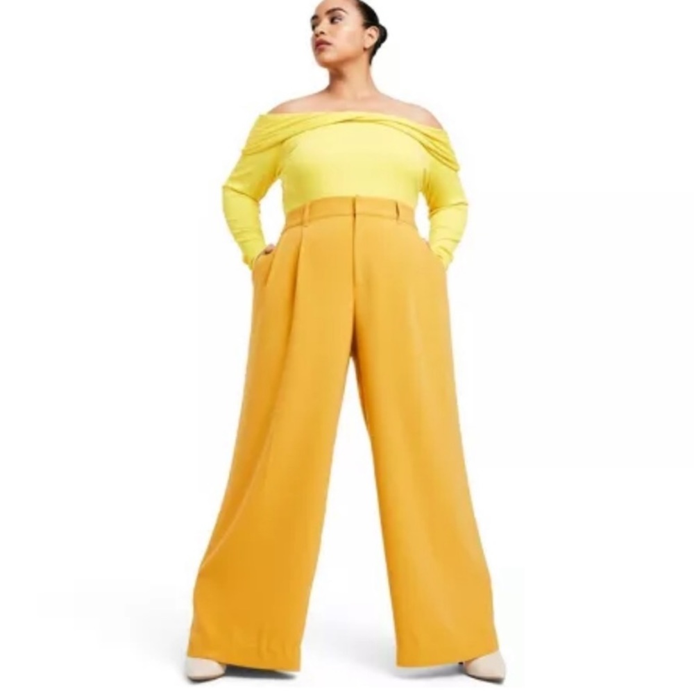 2X 🔖 SERGIO HUDSON x Target Yellow High-Waist Wide Leg Tailored Trousers